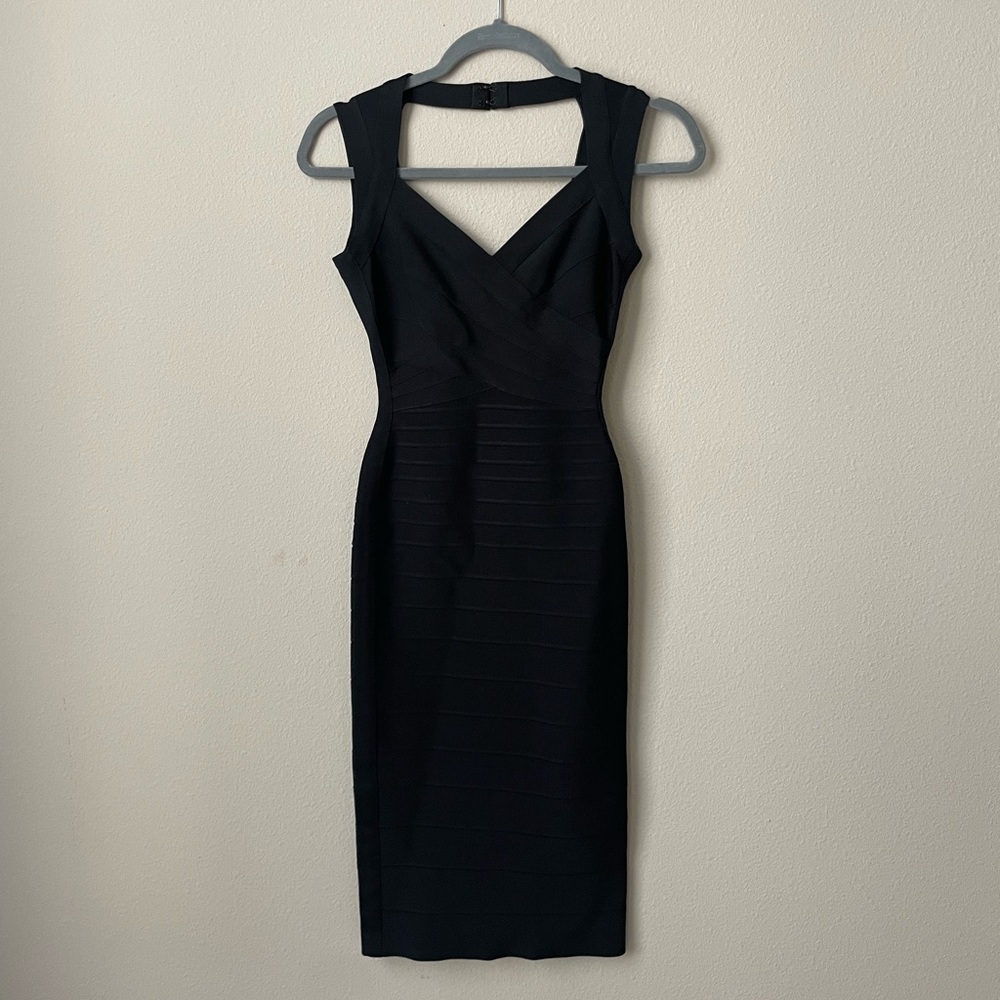 Authentic Herve Leger Black Bodycon Dress XS - Picture 2 of 6